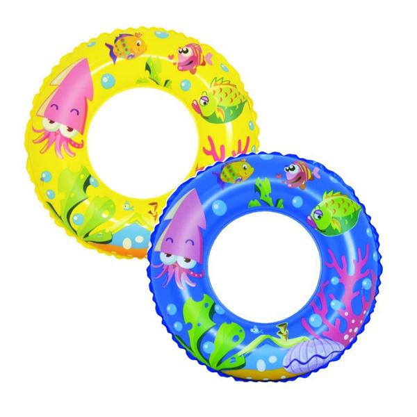 Imagem de Boia Circular Inflável Infantil Fundo do Mar 55cm Kit com 2