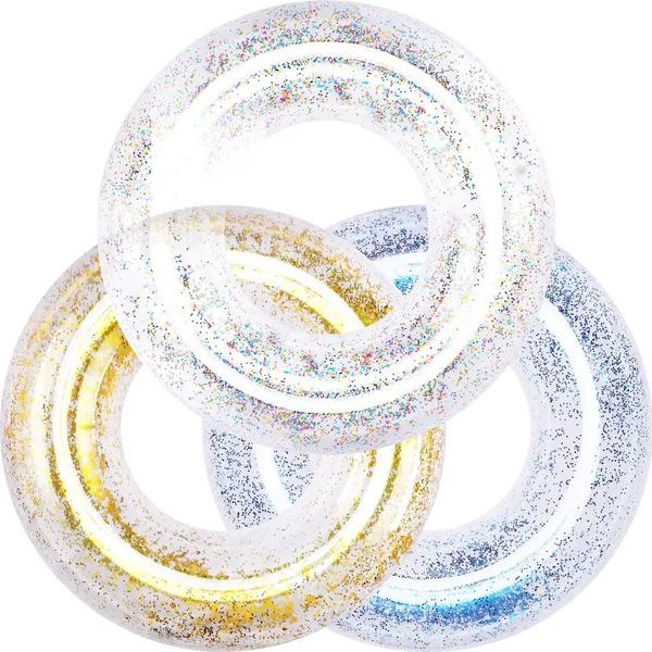 Imagem de Boia Circular inflável Redonda com Glitter 85cm p/ Piscina Mar Verão