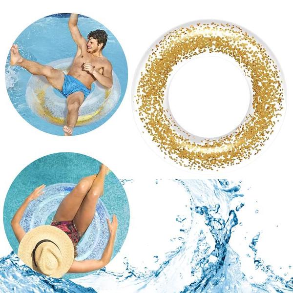 Imagem de Boia Circular inflável Redonda com Glitter 85cm p/ Piscina Mar Verão