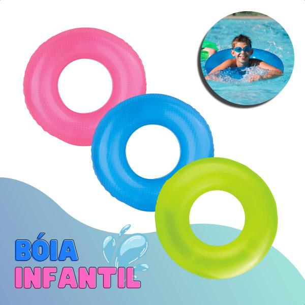 Imagem de Boia Circular Redonda Neon Colorida Praia Piscina 53cm Infantil Crianças Até 45Kg