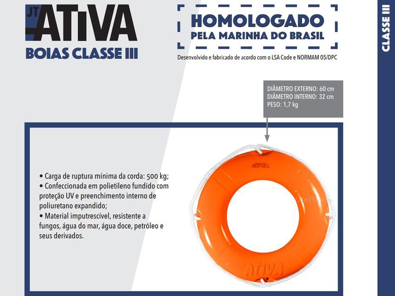 Boia Circular Salva Vidas 60cm Classe III (1,8kg) - Ativa Náutica Imagem de Boia Circular Salva Vidas 60cm Classe III (1,8kg) - Ativa Náutica