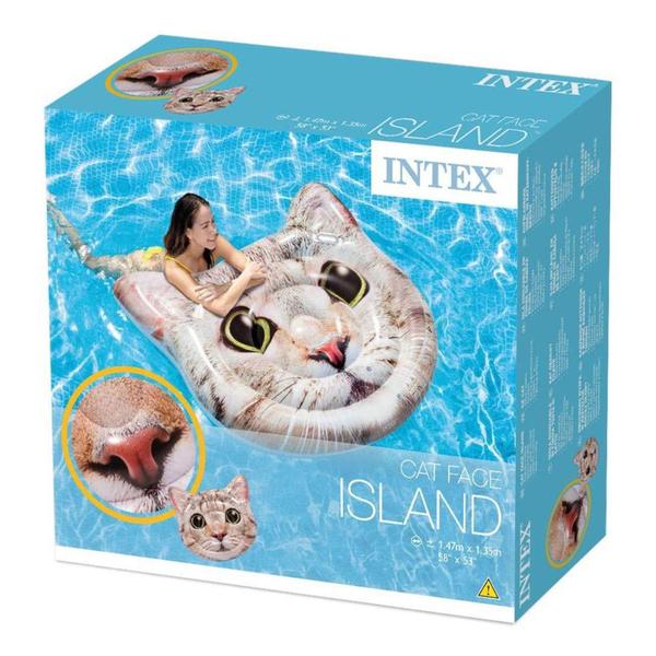 Imagem de Boia Colchão Inflável Ilha Gigante Para Piscina Gato Intex