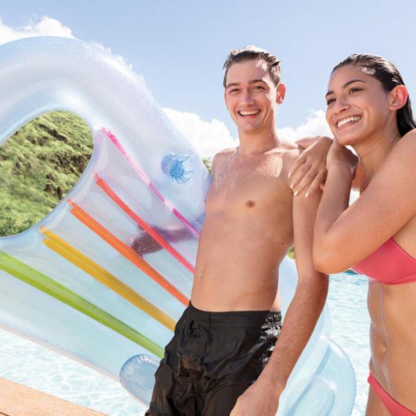 Imagem de Boia Colchão Inflável Piscina Com Encosto Porta Copos Verão