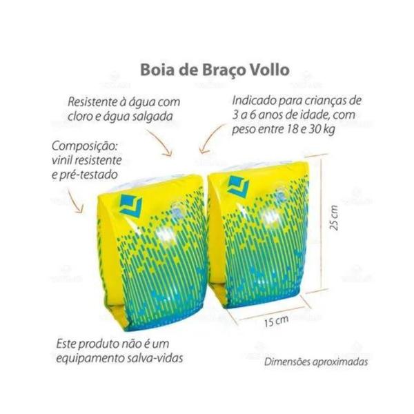 Imagem de Bóia de Braço Infantil 15x25cm - 30 kg Azul e Amarelo Vollo