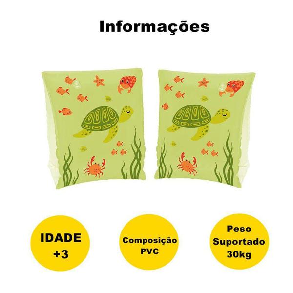 Imagem de Boia de braço infantil para crianças tartaruga verde piscina - MOR