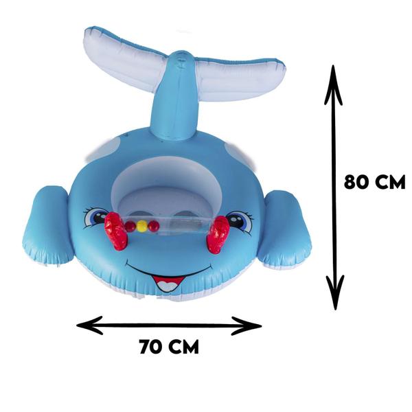 Imagem de Boia De Piscina Azul De Baleia Para Crianças Com Som
