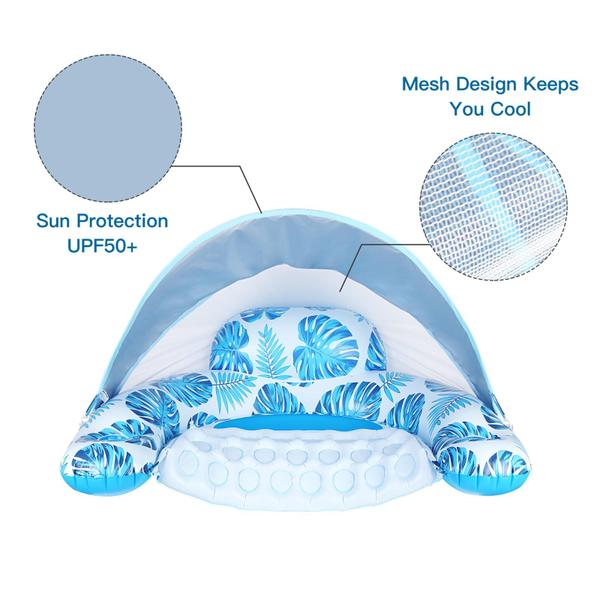 Bóia de piscina COOLCOOLDEE com dossel para adultos, tamanho XL Imagem de Bóia de piscina COOLCOOLDEE com dossel para adultos, tamanho XL
