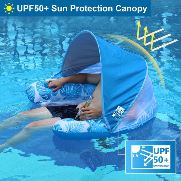 Bóia de piscina COOLCOOLDEE com dossel para adultos, tamanho XL Imagem de Bóia de piscina COOLCOOLDEE com dossel para adultos, tamanho XL