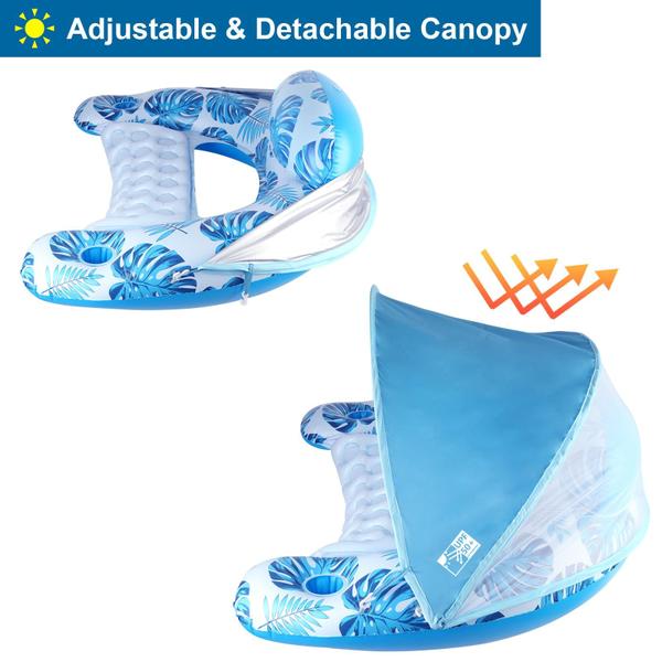 Bóia de piscina COOLCOOLDEE com dossel para adultos, tamanho XL Imagem de Bóia de piscina COOLCOOLDEE com dossel para adultos, tamanho XL