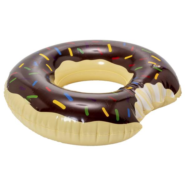 Imagem de Boia Donut de Chocolate Com Mordida Piscina Calor Churrasco