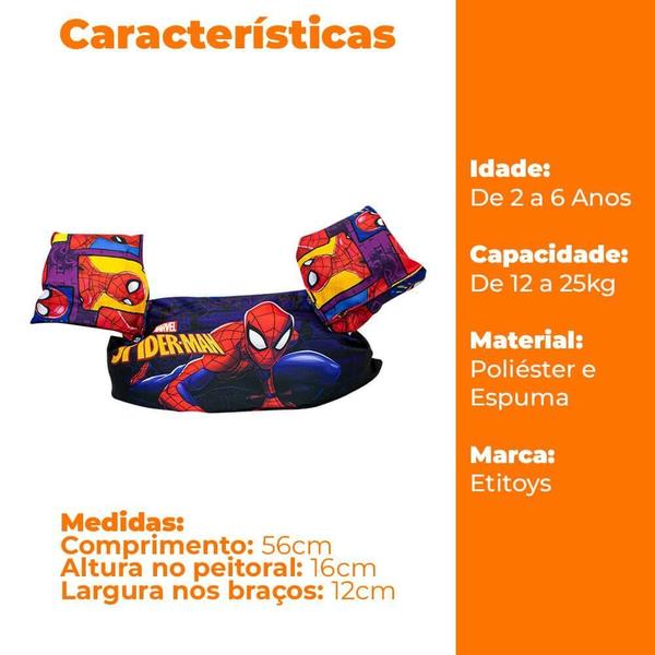 Boia Homem-Aranha Infantil Colete Salva-Vidas 25kg para Piscina - Etitoys Imagem de Boia Homem-Aranha Infantil Colete Salva-Vidas 25kg para Piscina - Etitoys