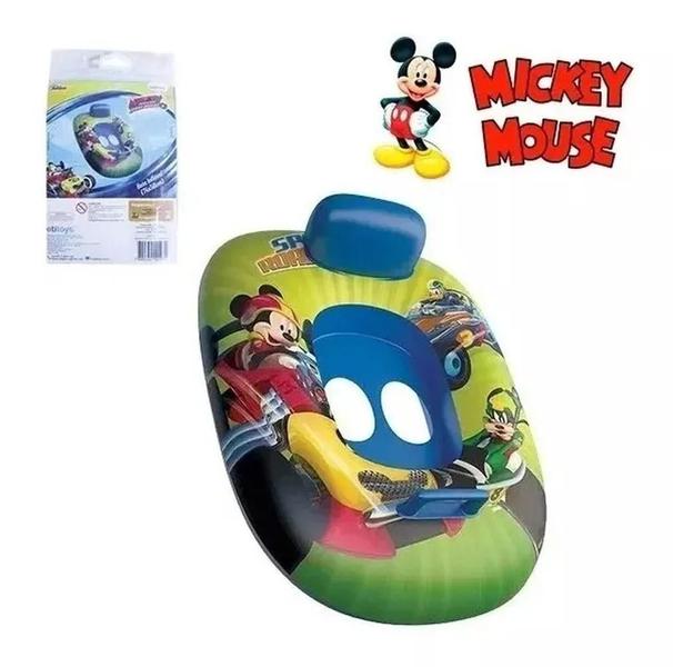 Imagem de Boia Infantil Bote Inflável Fralda Bebê Mickey Mouse Piscina