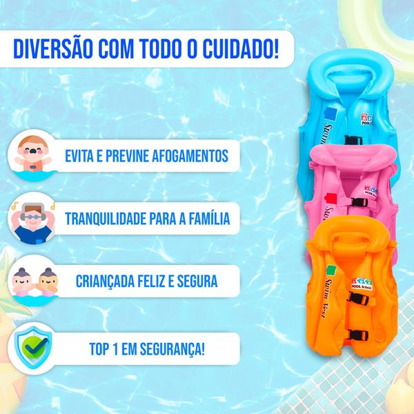 Imagem de Boia Infantil Colete Inflável Salva Vidas Piscina Natação