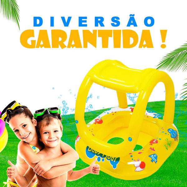 Imagem de Boia Infantil com Cobertura Proteção Bote Inflável Piscinas