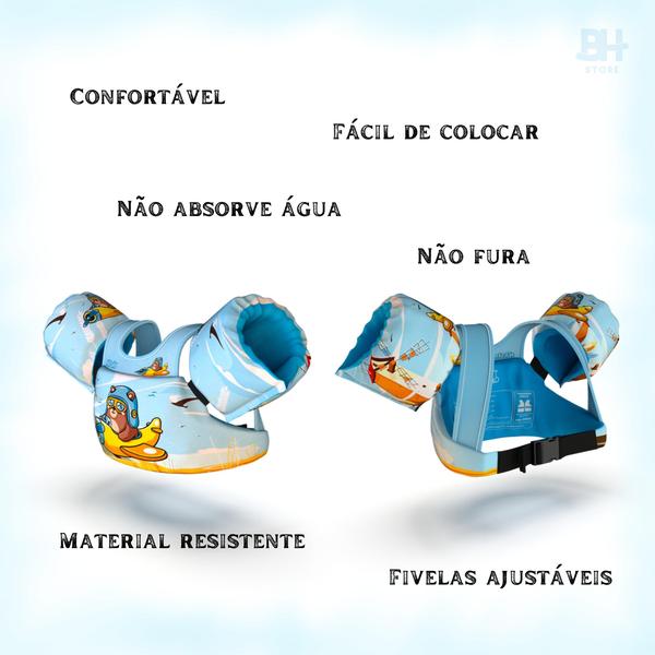 Boia infantil com colete salva vidas estampas divertidas - Nash Imagem de Boia infantil com colete salva vidas estampas divertidas