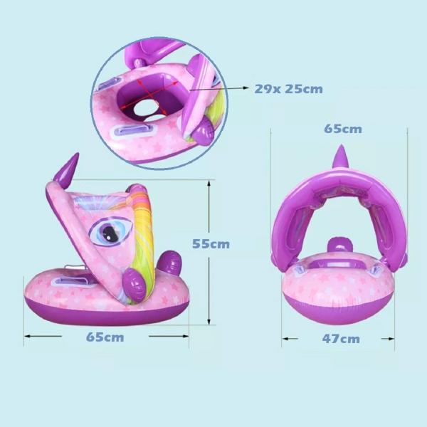 Imagem de Boia Infantil Com Proteção Solar Cobertura Bote Bebe Piscina