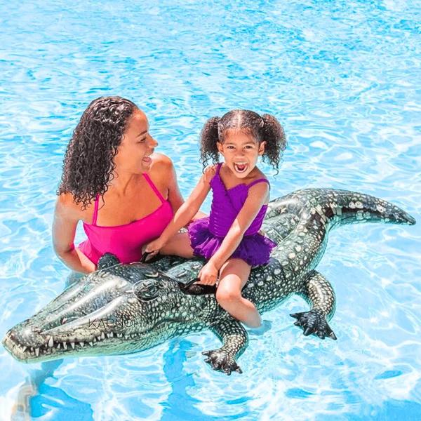 Imagem de Boia Infantil Crocodilo Gigante Realista com Alças Piscina