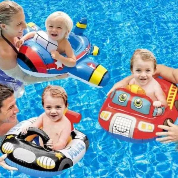 Imagem de Boia Infantil Inflável Avião Colorido Com Assento Mar Piscina Bebê