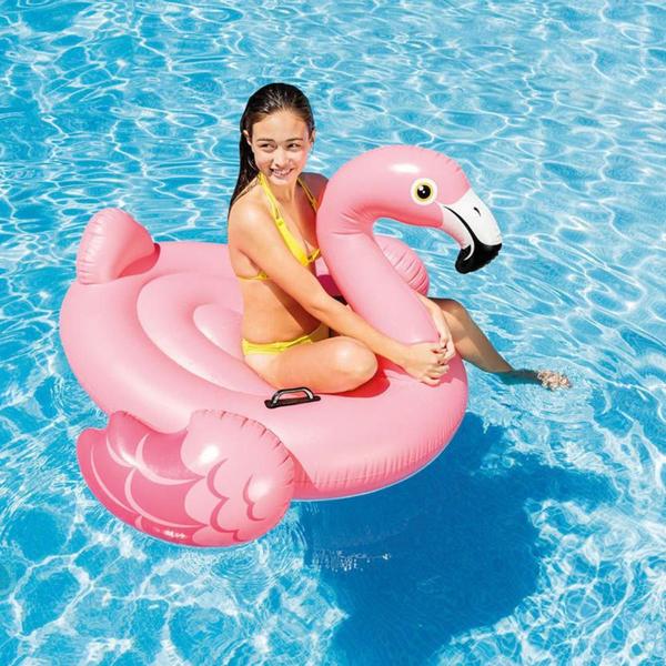 Imagem de Boia infantil Inflável de Plástico Flamingo Rosa 142x137x97cm - 57558 - INTEX