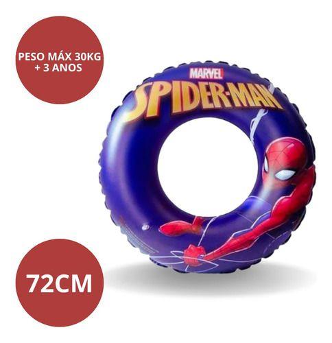 Imagem de Boia Infantil Redonda Circular 30kg Homem Aranha Inflável