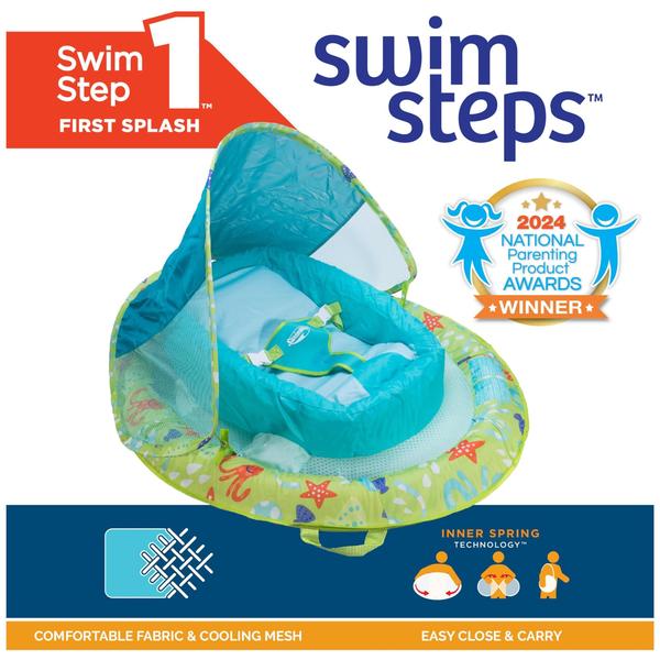 Imagem de Boia Infantil Spring Float Swimways com Dossel Solar Ajustável - Verde