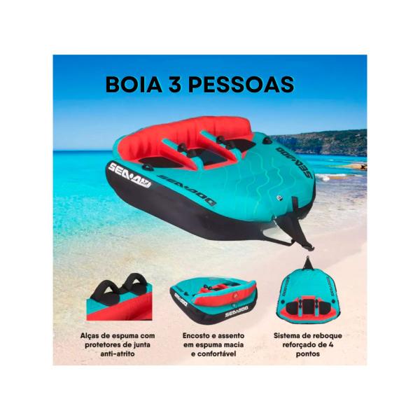 Imagem de Boia Inflável 3 Lugares Resistente Para Lancha Jet Ski Seadoo 