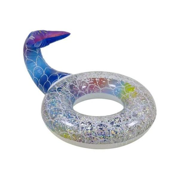 Imagem de Boia Inflável Cauda de Sereia com Glitter Piscina Água Mar Praia W11355 Bel