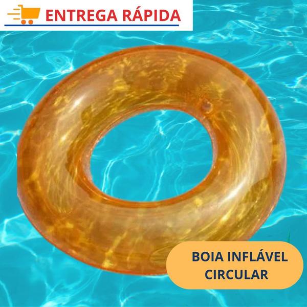 Imagem de Boia Inflável Circular Redonda de Cintura para Crianças Praia Piscina Água 51 cm Bóia Inflável de Plástico para Diversão