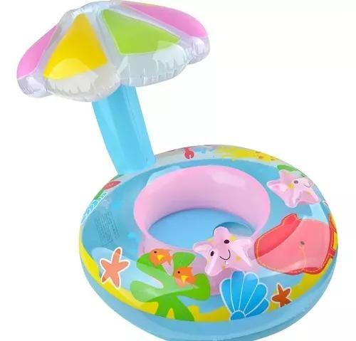 Imagem de  Boia Inflável Com Teto Protetor Solar Infantil Bebê Piscina 70CM