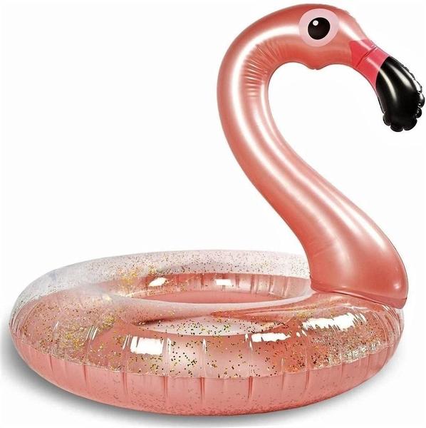 Imagem de Boia Inflável Flamingo Glitter Rose Metálico Grande