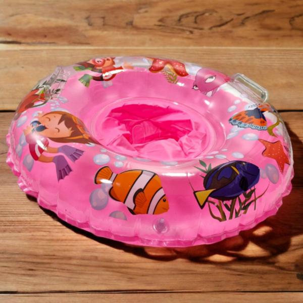 Imagem de Boia Inflável Infantil Redonda Bote Bebê Praia Piscina Proteção 56cm Frauda Colocar Pés