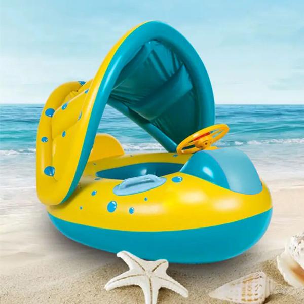 Imagem de Boia Inflavel Para Bebe Cobertura Piscina Praia Com Volante