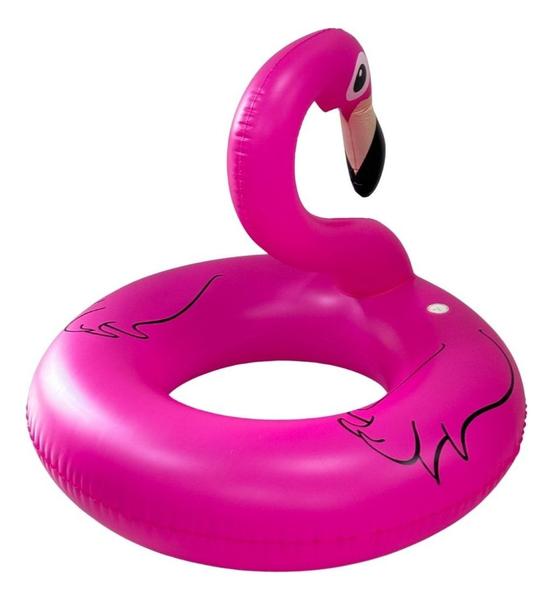 Imagem de Boia inflável redonda flamingo com led luxo iwbilf