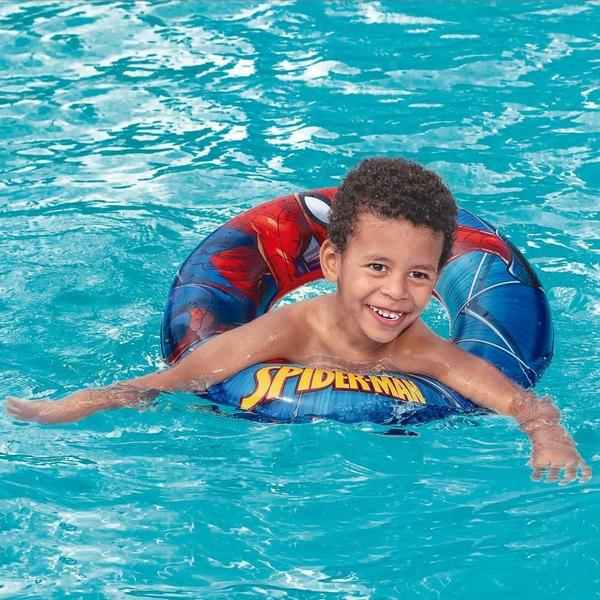 Imagem de Boia inflável redonda Homem-Aranha para praia ou piscina, diversão garantida para os meninos