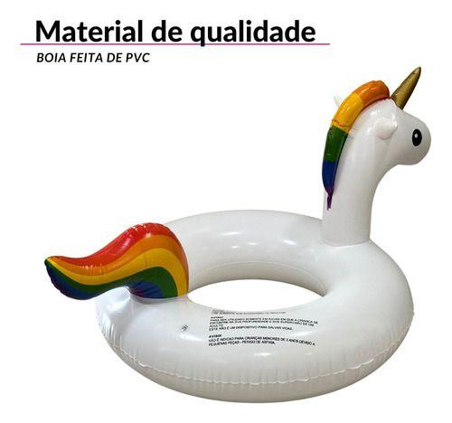 Imagem de Boia Inflável Unicórnio Branca Gigante Para Piscina Natação 90cm ou 120cm