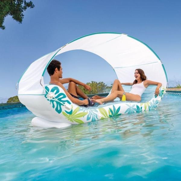 Imagem de Boia Tipo Colchão Tropical Para Piscina Com Cobertura Intex