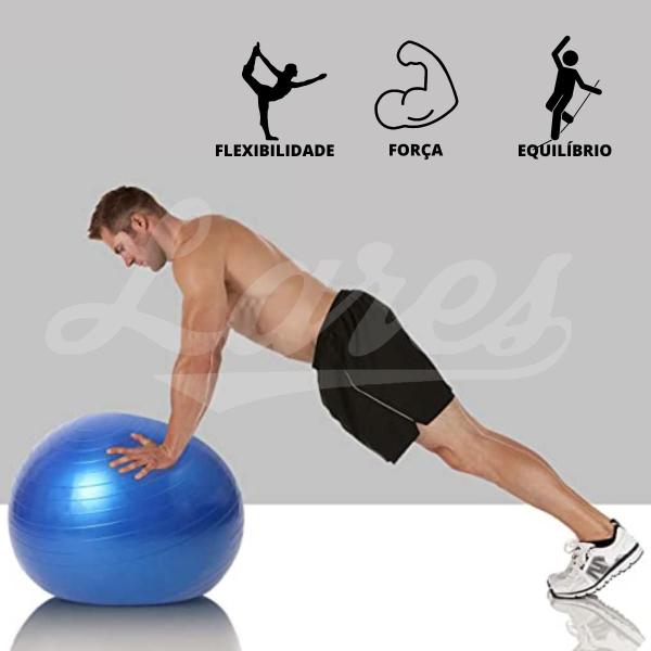 Imagem de Bola Azul 65 cm Fitness para Pilates Yoga Ioga Fisioterapia Ginástica Alongamento Plástico