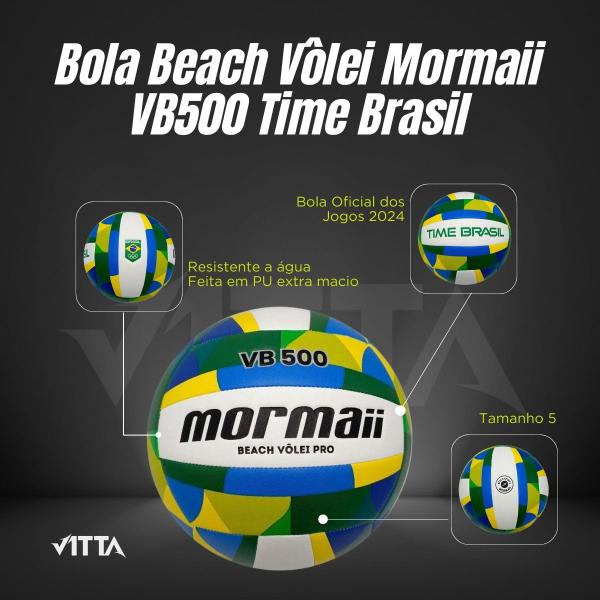 Imagem de Bola Beach Vôlei Oficial Mormaii VB500 Time Brasil 2024