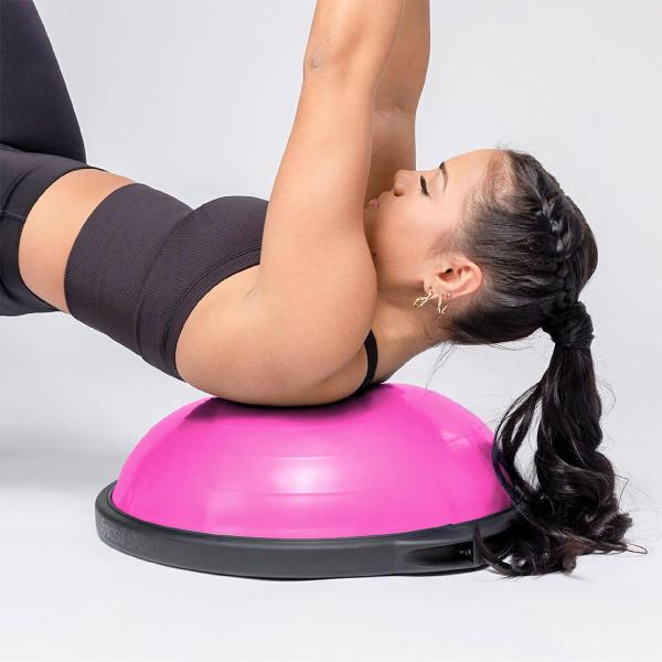 Imagem de Bola Bosu Com Elastico Ginastica Alongamento Yoga Academia Fisioterapia Reabilitaçao Musculaçao Fitness Step Fit Multiuso