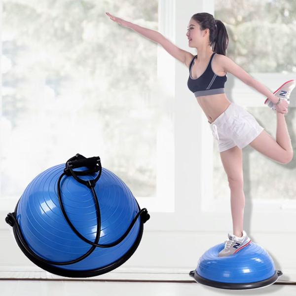 Imagem de Bola Bosu Elastico Reabilitaçao Exercicio Yoga Pilates Reabilitaçao Fisioterapia Academia Ginastica Alongamento Treino Equilibrio Força Step Corpo Tod