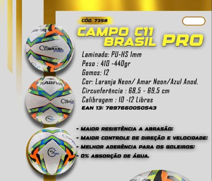 Imagem de Bola Campo Kagiva C11 Brasil Pro - Ffms - Fms - F.Es