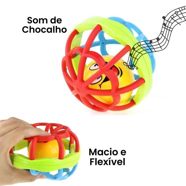 Imagem de Bola com Chocalho Macia Bebê Mordedor Brinquedo Silicone