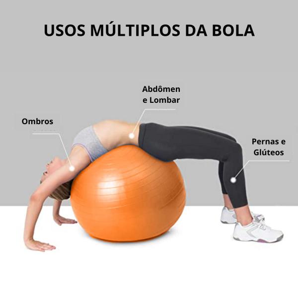 Imagem de Bola de academia laranja 65cm com bomba de inflar manual