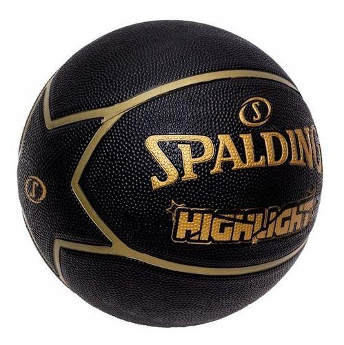 Imagem de Bola de Basquete Spalding Highlight Star Gold NBA Versão Especial Borracha Tamanho 7 Original 