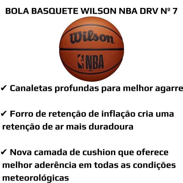 Imagem de Bola De Basquete Wilson Nba Drv Laranja Tamanho 7 Oficial Com Bomba