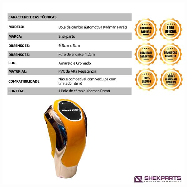Bola de câmbio kadman resinado parati amarela-cromada - Shekparts Imagem de Bola de câmbio kadman resinado parati amarela-cromada