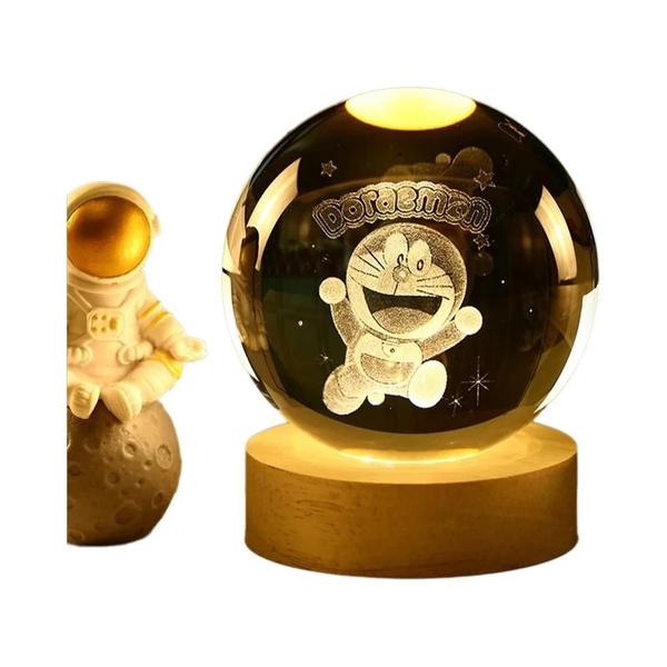 Imagem de Bola De Cristal 3D Luz Noturna 6 Cm Kuromi Stitch Pikachu Doraemon Hello Kitty Esculpida a Laser