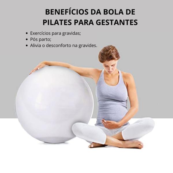 Imagem de Bola de Exercícios Pilates Yoga Abdominal 65cm Transparente com Bomba para Encher Suporta até 150kg