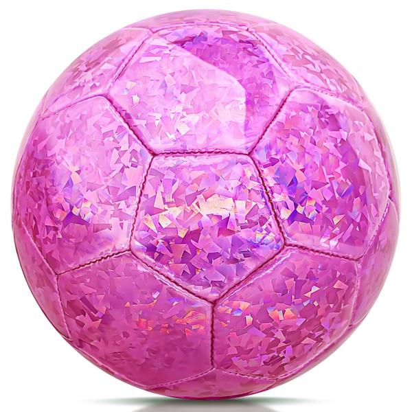 Imagem de Bola de futebol Champhox Glitter rosa tamanho 4 para crianças de 5 a 13 anos