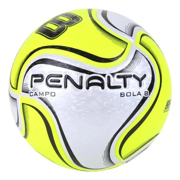 Imagem de Bola de Futebol de Campo Penalty 8 X Prata e Amarelo